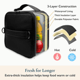 thumbnail image 5 of ComfiTime Lunch Bag for Kids – Insulated Lunch Box for Girls and Boys, Cute Reusable Cooler Bag with Zipper Pockets, Bottle Holder, Padded Handles and Shoulder Strap (Black), 5 of 10