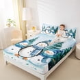 thumbnail image 4 of Manfei Kawaii Penguin Snowman Queen Sheet Sets,Wild Animal Flat Sheet,Blue White Queen Fitted Sheet For Teens,Ultra Soft Home Decor,4-Piece, 4 of 7