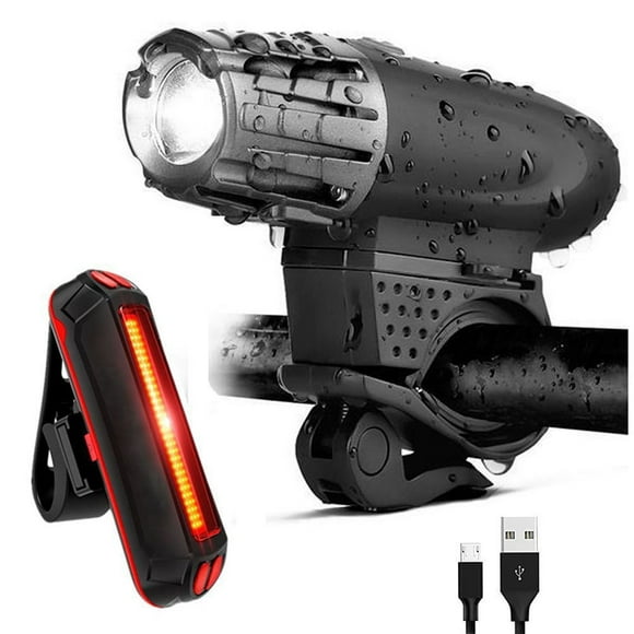 Éclairage Vélo Bicyclettes VTT USB Rechargeable Avant & Arrière Ultra Puissant Lumineuses Parfait pour Augmenter la Sécurité des Cyclistes la nuit Résistance à l'eau Facile Installer