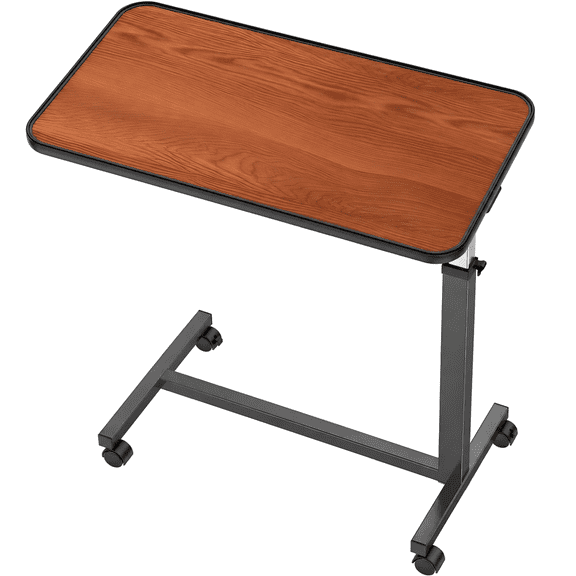 KEKOY Overbed Table with Wheels, Easy Height Adjustable Bedside Table for Bed for Elderly, Rolling Bed Tray Table for Eating & Reading, Stable Support for Medical Home Care and Hospital Use