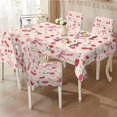 thumbnail image 2 of TSOVTHRID Cherry Bowknot Star Print Fitted Tablecloth with Chair Covers Set, Washable Dining Room Chair Covers Set of 5 with Table Cover for Home Hotel Restaurant, 2 of 7