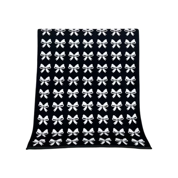 Black Large Thick Jacquard Cotton Bath Towel With Bow 70X140Cm Black For Home Use Or Gift For Couples