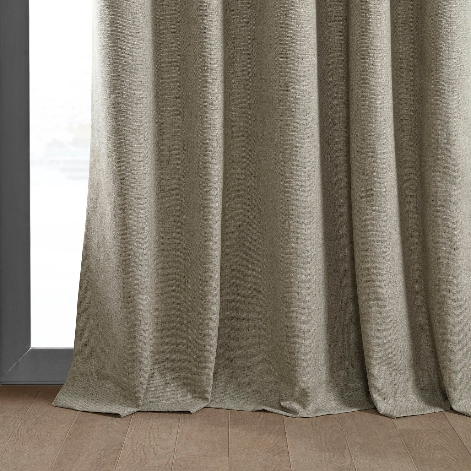 Exclusive Fabrics  Vintage Thermal Cross Linen Weave Blackout Curtains (1 Panel) Warm Taupe 50 X 120 120 Inches