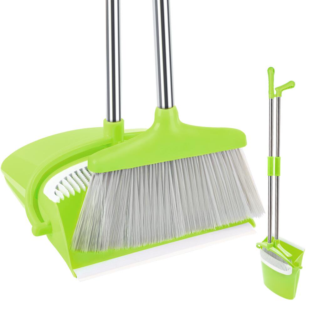 FGY Broom and Dustpan Set with Removable Handle for Indoor and Pet