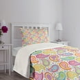 thumbnail image 5 of Ambesonne Paisley Quilted Bedspread Set 2 Pcs, Colored Pattern Flower, Twin Size, Multicolor, 5 of 6