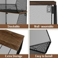 thumbnail image 5 of Stackable Fruit Basket for Kitchen Countertop Space Saving, Wall Mounted Mesh Metal Wire Basket with Wood Lid Extra Storage, 2 Pack Kitchen Counter Organizer for Snack, Onion and Potato Storage, Black, 5 of 8