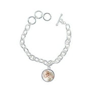 Sterling Silver Plated Round Photo Bracelet