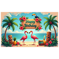 thumbnail image 3 of Tropical Theme Happy Birthday Flamingo Banner Colorful Flowers Palm Trees for Birthday Party Beach Party Outdoor Celebration, 3 of 6
