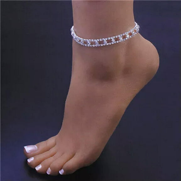 K-KED Yellow Gold Filled Women Heart Anklet Bracelet Crystal Ankle Foot Beach Jewelry-#1