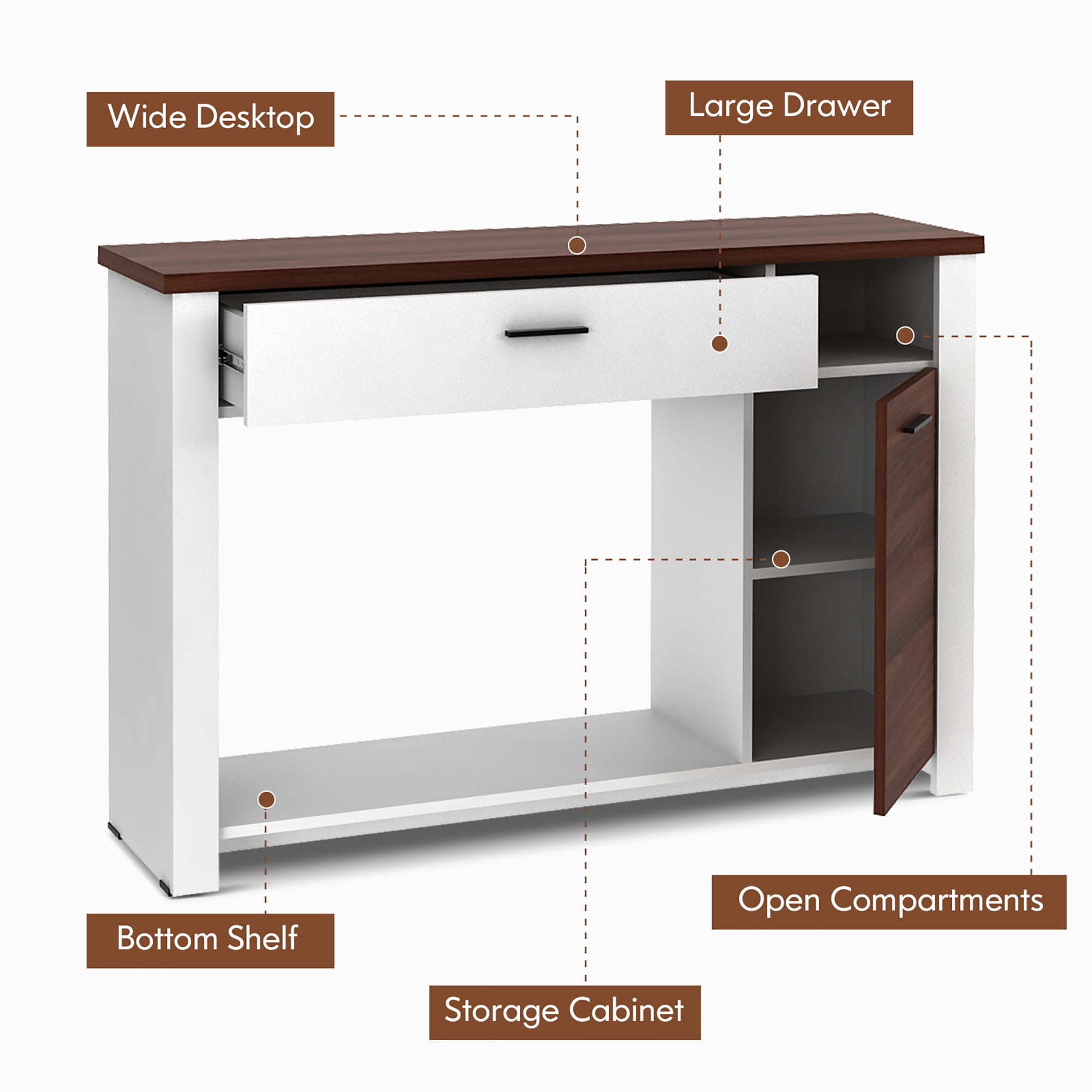 Costway 48'' Console Sofa Table with Drawer Height Adjust Cabinet Entryway Furniture