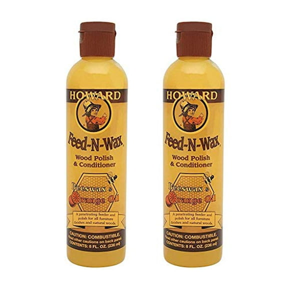 Howard FW0008 Feed-N-Wax Wood Polish and Conditioner, 8-Ounce (2-Pack)