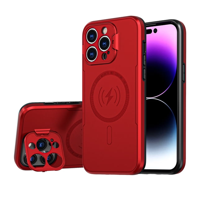 Pour iPhone 12 Pro, Étui avec Support, Étui Compatible MagSafe avec Cache-Caméra Intégré, Étui Mince Antichoc Anti-Poussière, Violet
