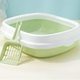 thumbnail image 3 of Bandeja para arena para gatos, gran espacio, resistente a salpicaduras, gruesa, semicerrada, con pala para arena para gatos, verde S, 3 of 6