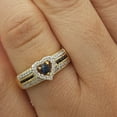 thumbnail image 4 of Dazzlingrock Collection 10K Round Blue Sapphire & White Diamond Bridal Heart Promise Engagement Ring, Yellow Gold, Size 4, 4 of 5