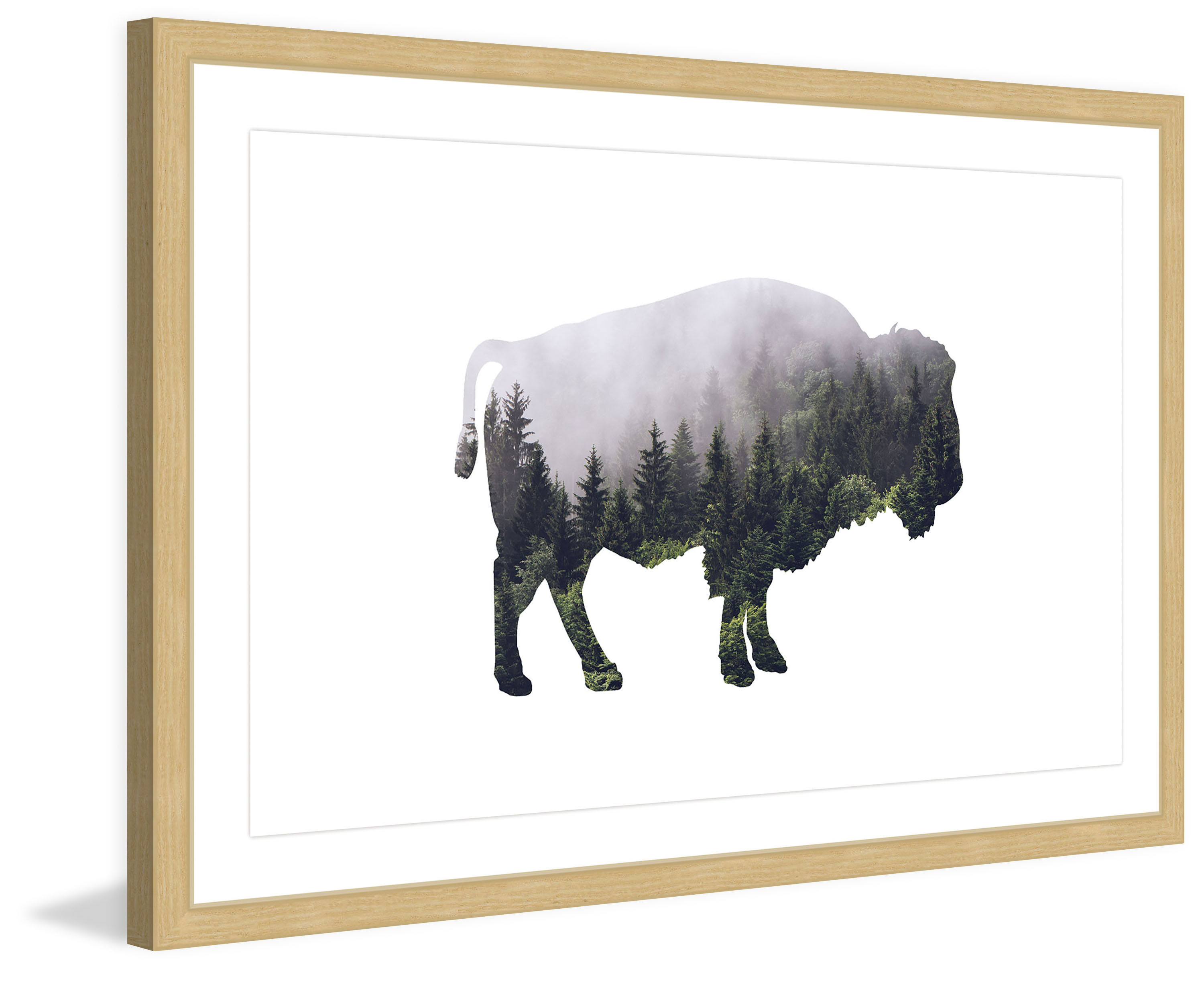 "Bison Forest" Framed Painting Print