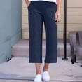 thumbnail image 2 of Plebaso Casual Capri Pants for Women Elastic Waist Wide Leg Cropped Pants Womens Summer Loose Trousers, 2 of 8