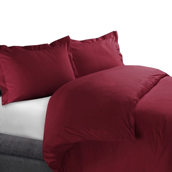 100% Cotton Duvet Cover Sets 450 Thread Count Solid - Full/Queen - Burgundy