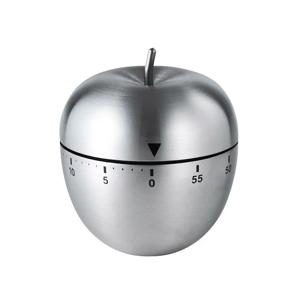 Creative Kitchen Mechanical Timer Stainless Steel Apple-Shaped Timer Reminder