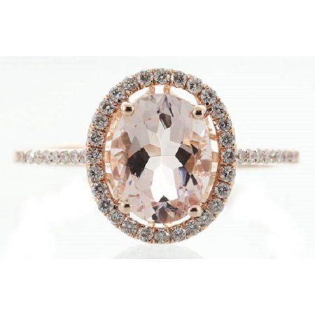Gin & Grace 14KT RG Morganite and Diamond Accent Ring.