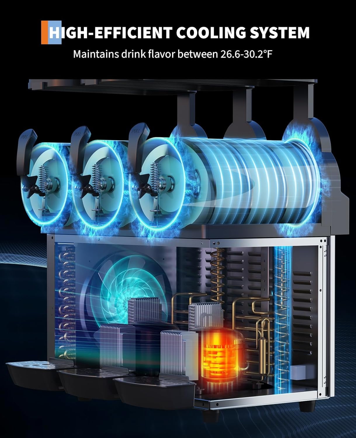 Zzistar Commercial Slushy Machine 15Lx3, Tainless Steel Smoothie Frozen Drink Maker with Self-Cleaning Mode, 1200W Electric Large Slushie Machine for Home Party
