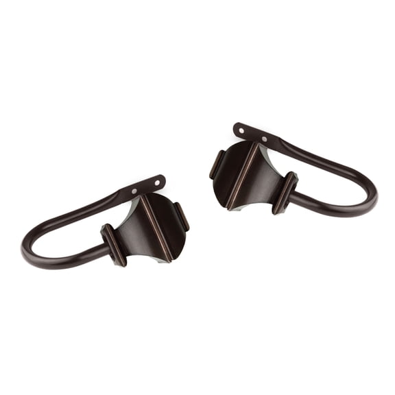 Contemporary Home Living Set of 2 Brown Contemporary Maryland Curtain Holdback Hooks 8.25"