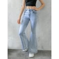 thumbnail image 7 of OYYN Girls High Waist Flare Jeans 7-14Y Bow Embroidery Back Pocket Light Wash Bell Bottom Denim Pants, 7 of 7