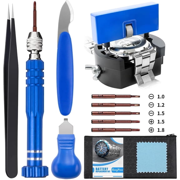 OWNTIDE Watch Repair Kit: Battery Replacement Tool Set, Back Remover, Case Opener, Tweezers & Screwdriver for Casio, Seiko, Movado, Citizen