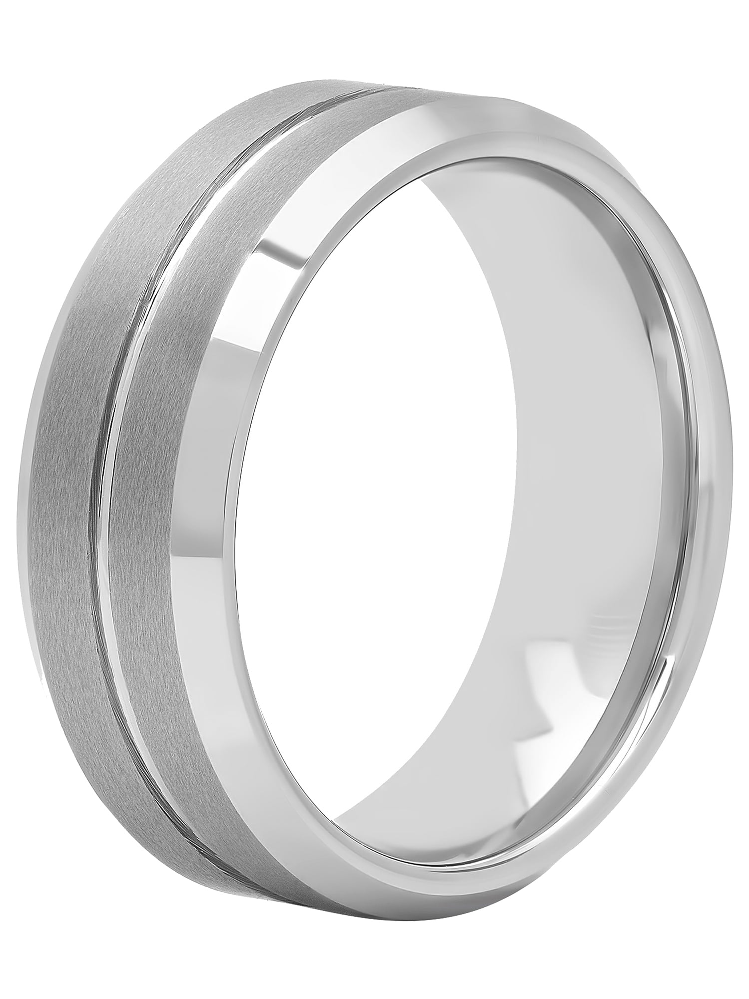 Men's Tungsten 8MM Grooved Comfort Fit Wedding Band by Brilliance Fine Jewelry - Mens Ring