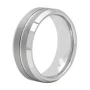Men's Tungsten 8MM Grooved Comfort Fit Wedding Band by Brilliance Fine Jewelry - Mens Ring