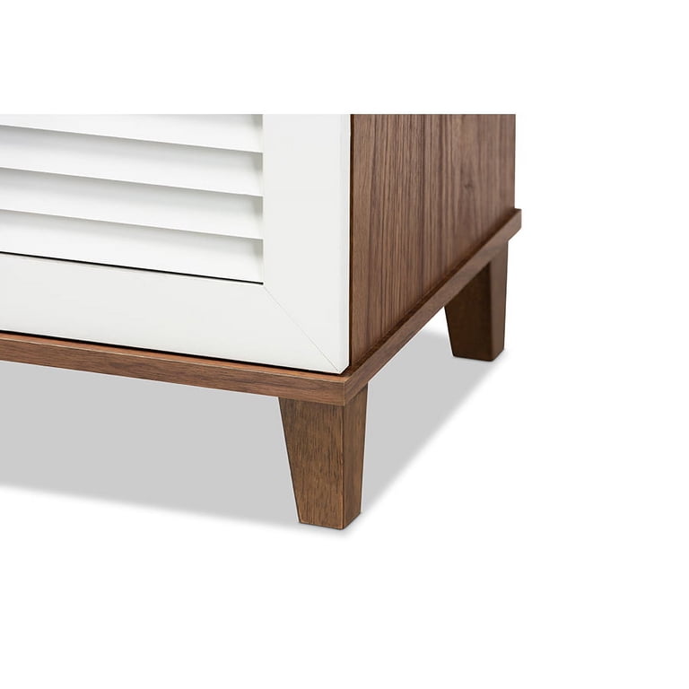 Coolidge Modern and Contemporary White and Walnut Finished 4-Shelf