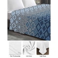 thumbnail image 5 of Queen Size Flat Sheet Only, Blue Grey Ombre Geometric Soft Brushed Microfiber Bed Sheets, Modern Abstract Art Hotel Quality Breathable Bedding Top Sheet, Easy Care, 90"x102", 5 of 9