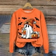 thumbnail image 2 of Jkety Halloween Shirt Women Halloween Sweatshirts for Women Ghost Pumpkin Long Sleeve Shirt Graphic Tees Fall Pullover Tops(Orange,S), 2 of 4