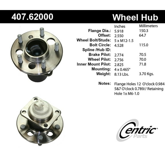 Centric 407.62000E Wheel Bearing and Hub Assembly