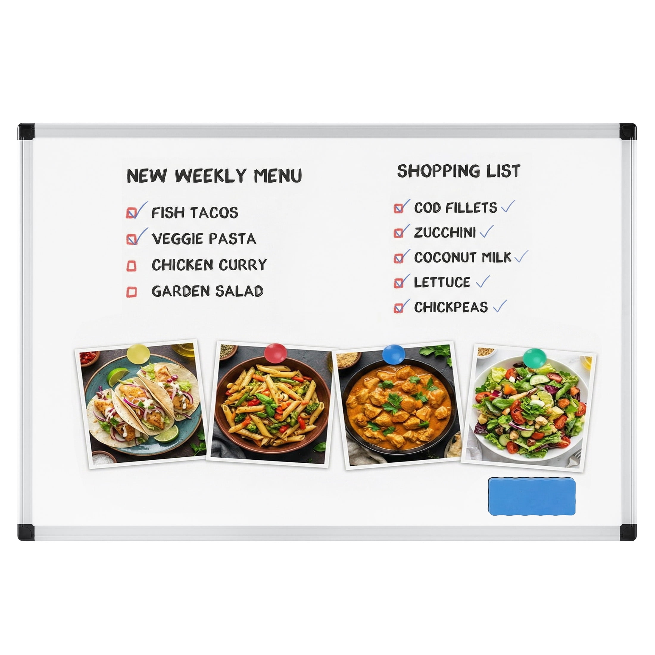SHOUFTW Magnetic Dry Erase Board, Wall Mounted Whiteboard with Aluminum Frame and Removable Pen Tray, Horizontal or Vertical Installation