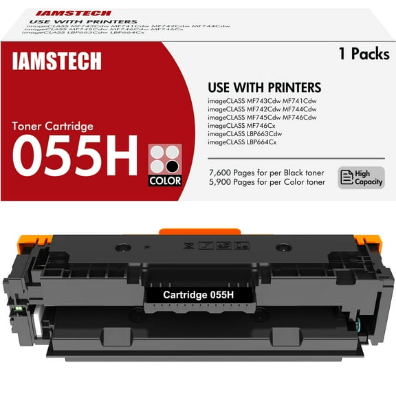 055H 055 Toner Cartridge Black Compatible for Canon 055H CRG-055 for Canon imageCLASS MF743Cdw MF741CDW MF742Cdw MF744Cdw MF746Cx MF745CDW MF746Cdw LBP663CDW LBP664CX Printer (1-Pack)