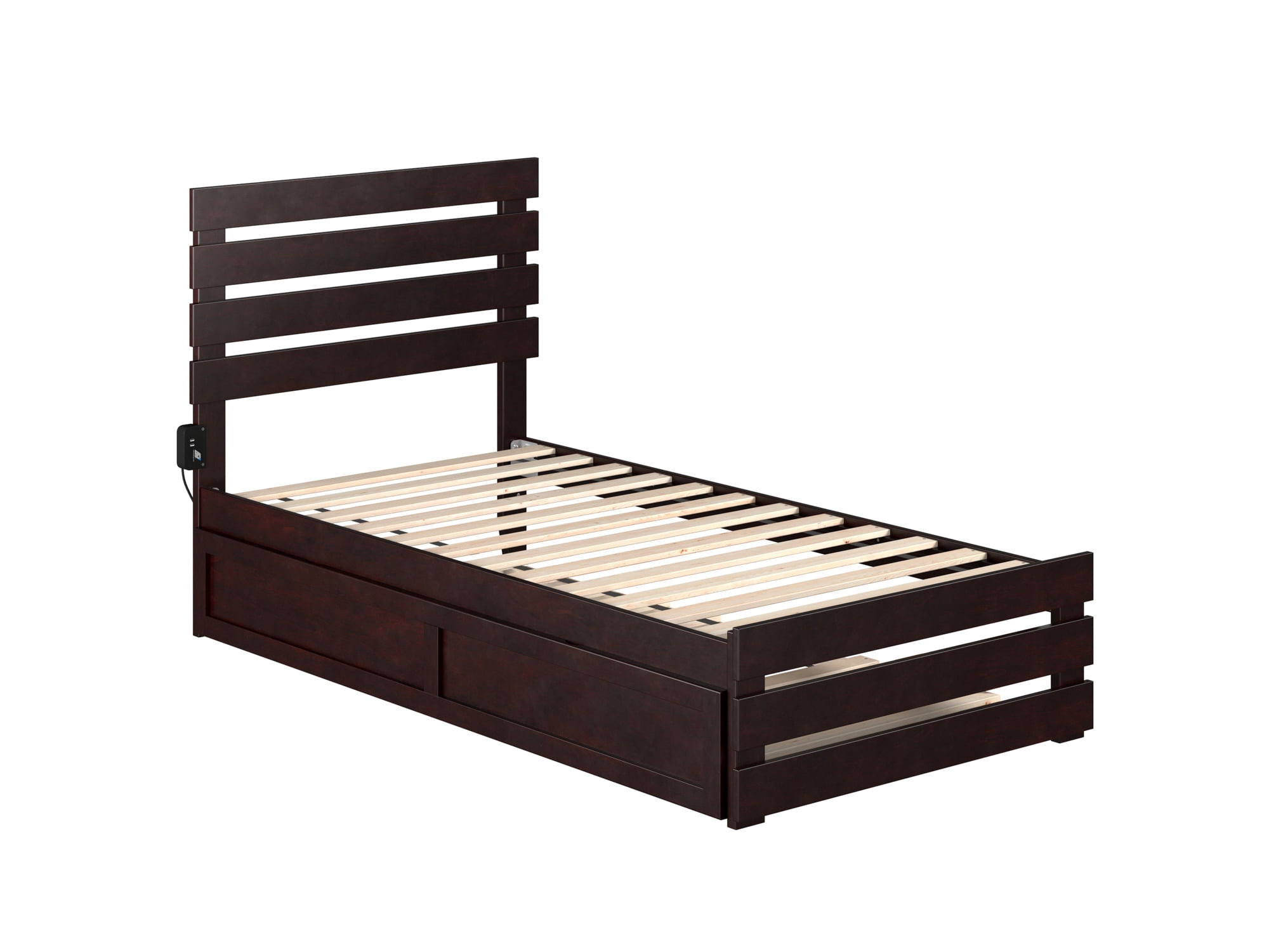 AFI Oxford Twin Wood Platform Bed with Headboard, Footboard & Twin Trundle, Espresso