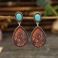 thumbnail image 1 of Nvzi Pendientes colgantes de estilo retro, nuevos y únicos, joyería étnica bohemia vintage (marrón), 1 of 5