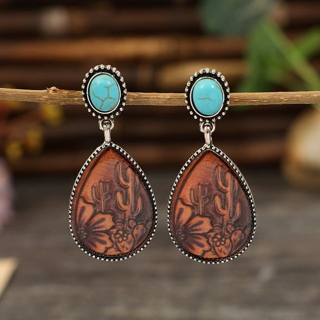 Nvzi Pendientes colgantes de estilo retro, nuevos y únicos, joyería étnica bohemia vintage (marrón)