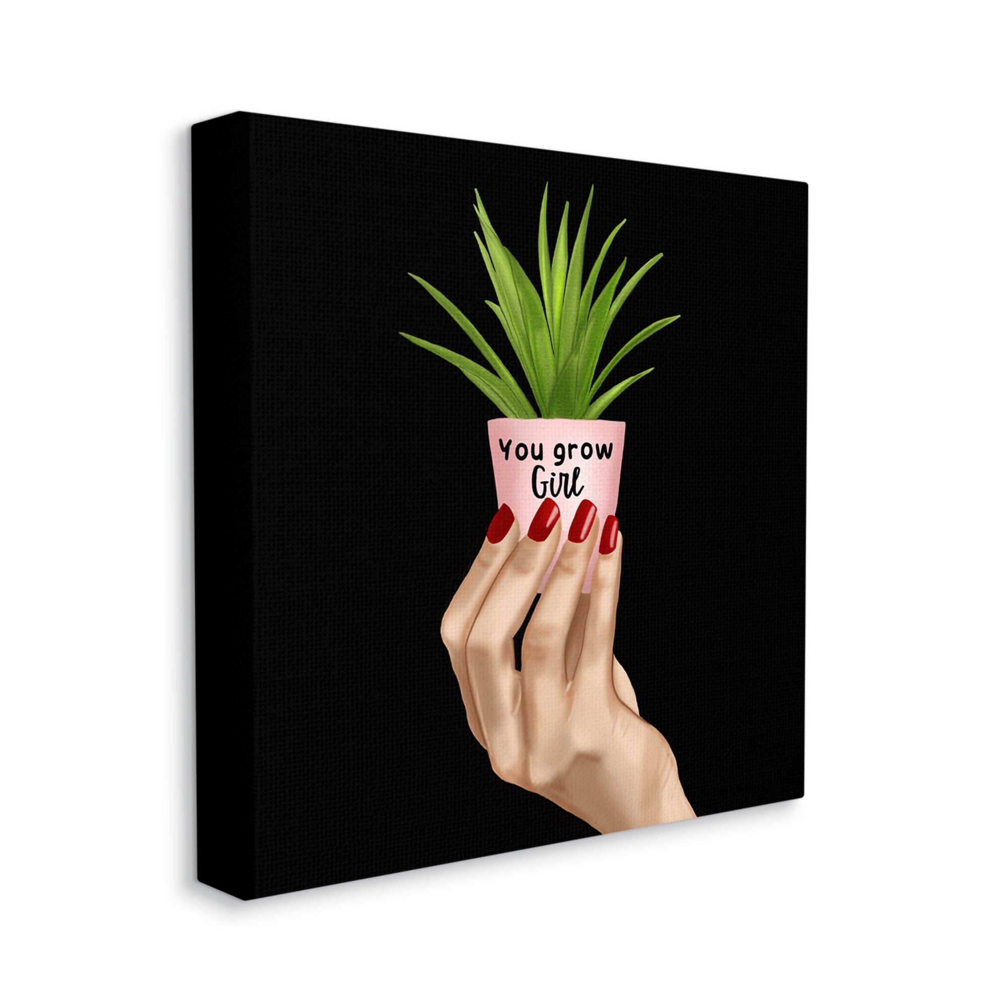 Stupell Industries You Grow Girl Plant Botanical & Floral Painting Gallery Wrapped Canvas Art Print Wall Art, 36 x 36