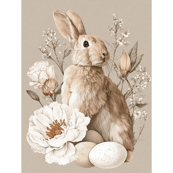 UXIEQU Bunny Floral Canvas Wall Decor 15.75x11.81 Inches