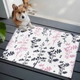 thumbnail image 3 of Area Rug 2 x 3 Ft, Grey Pink Botanical Indoor Accent Bathroom Rugs for Kitchen/Laundry Room, Watercolor Spring Floral Summer Leaf Washable Non-Slip Runner Floor Mat for Entryway, Living Room, 3 of 8