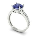 thumbnail image 2 of Solitaire with Accents Engagement Ring for Women - 2.3ct Simulated Tanzanite in 14K White Gold Promise Ring, 2 of 6