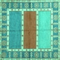 thumbnail image 1 of Ahgly Company Machine Washable Indoor Square Southwestern Turquoise Blue Country Area Rugs, 5' Square, 1 of 4