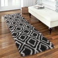 thumbnail image 2 of Hasoo Geometric Plush Shag Runner Rug, Dark Grey, 2' x 8', 2 of 5