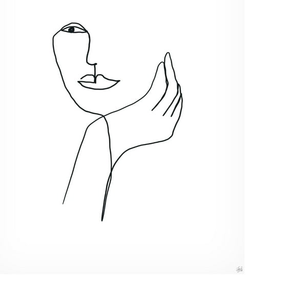 Canvas Wall Art - Line and Brush 'Line Female Look 3' Wall Art for Living Room, Bedroom, or Office Décor by Trademark Fine Art - 14 x 19 Inches