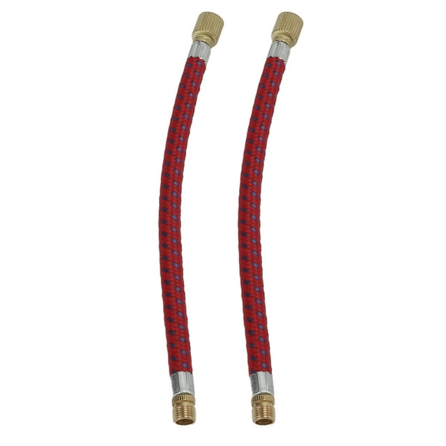 2 Pcs Copper-Plated Bike Pump Extension Hoses, 16.6cm Long Nylon-Copper Inflation Tubes with Dual-Valve Design, Compatible with American Valves, Wear-Resistant & Corrosion-Resistant, Easy to Attach