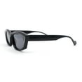 thumbnail image 3 of Womens Retro Sleek Beveled Thick Plastic Lustrous Squared Cat Eye Sunglasses All Black, 3 of 4