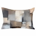 thumbnail image 2 of Grey Brown Abstract King Size Pillow Cover, Pillowcase Protectors with Zipper, Breathable Decorative Throw Pillow Case Cover, Oil Painting Color Blocks Pillow Shams for Couch Sofa 20x36Inch, 2 of 8