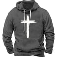thumbnail image 3 of Jinhomg Comfortable Pullover Hoodie for Men 2025 Trendy Crucifix Graphic Sweatshirts Big and Tall Long Sleeve Athletic Tops with Kangaroo Pockets Limited Time Gray M, 3 of 4