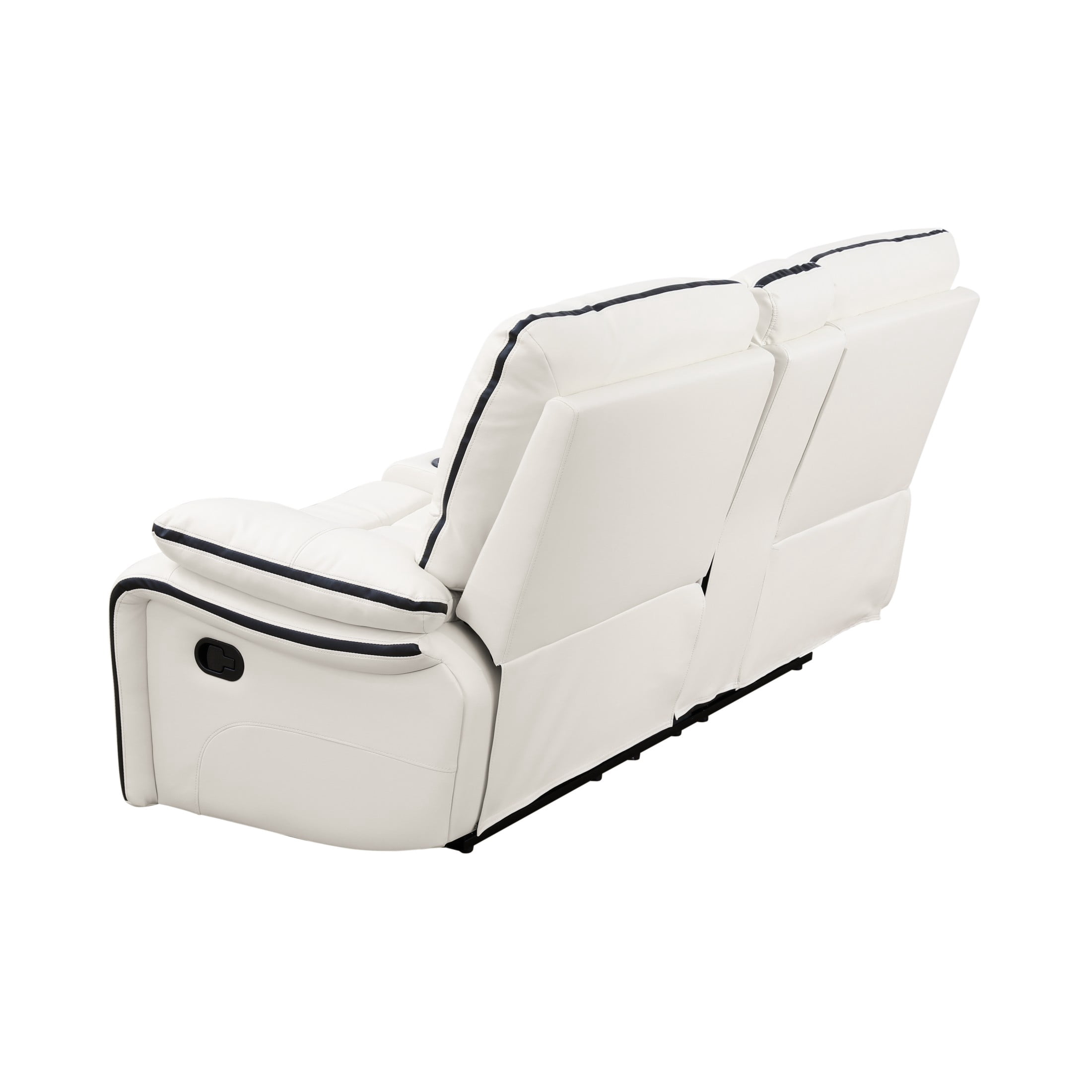 Aukfa Double Recliner Loveseat Sofa, Overstuffed Loveseat with Cupholder for Living Room, White